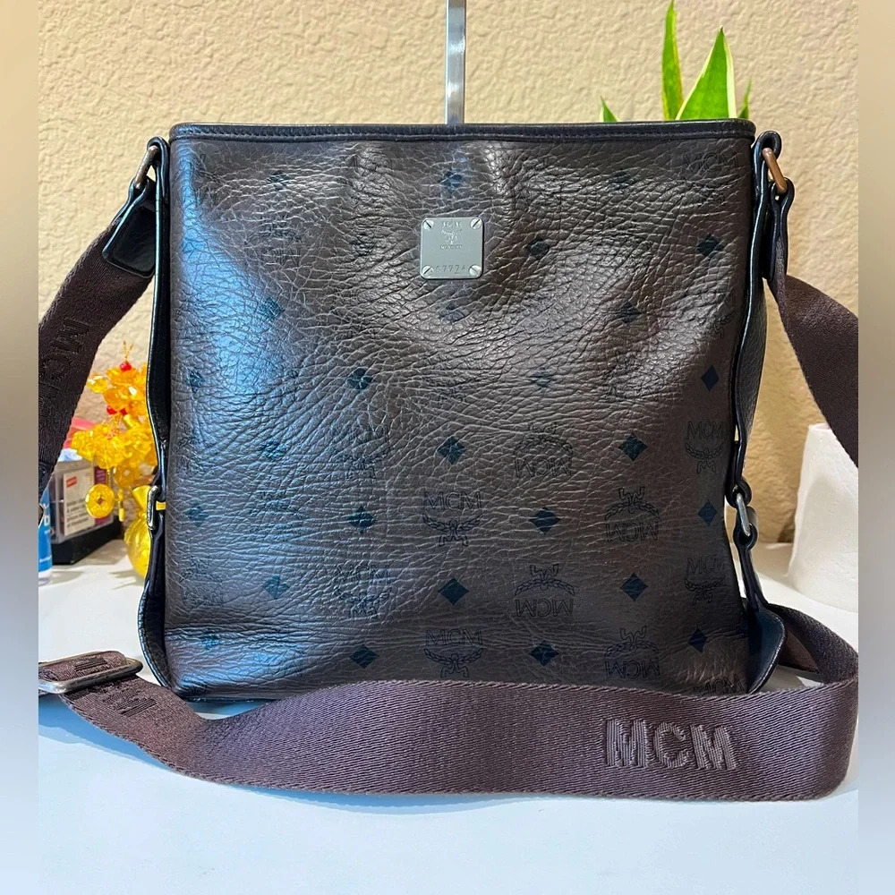 MCM Brown Leather Crossbody Bag